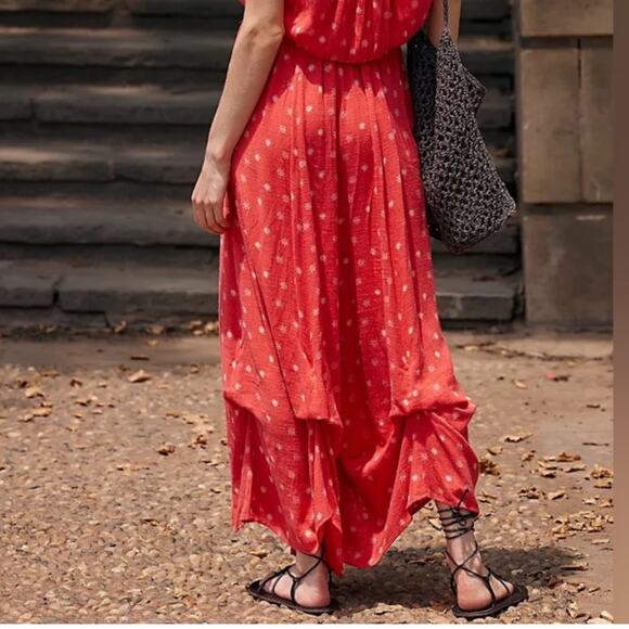 Free People Red Wide Leg Jumpsuit - Picture 1 of 14